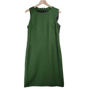 W118 Walter Baker Margaret Green Wool Blend Dress‎ L Black Faux Leather